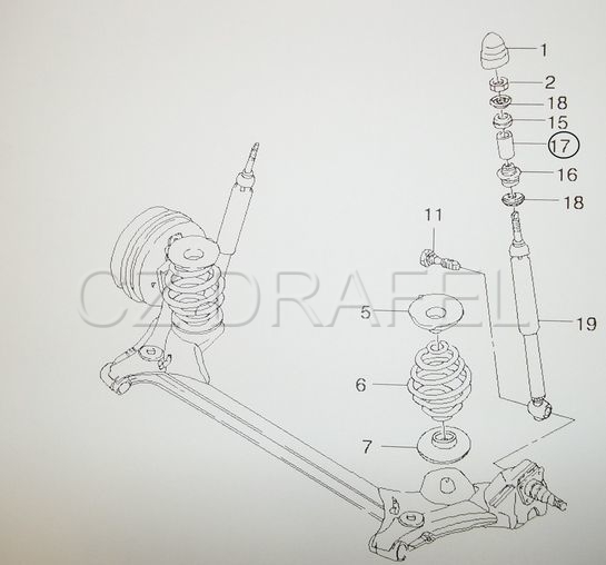 pouzdro tlumiče zadního, RACER, LANOS, ESPERO, NEXIA,