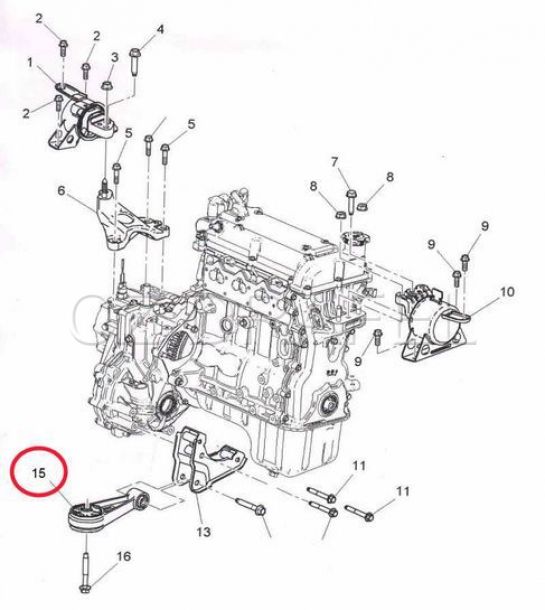 silentblok držák převodovky (GM), SPARK M300