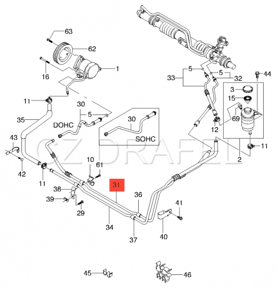 hadice posilovače LANOS 1.4-1.5SOHC, originál GM ! do VINU -671644