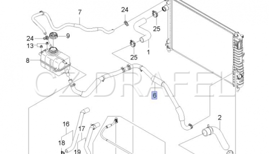 hadice od nádobky expanzní k chladiči originál GM 1.4 DOHC