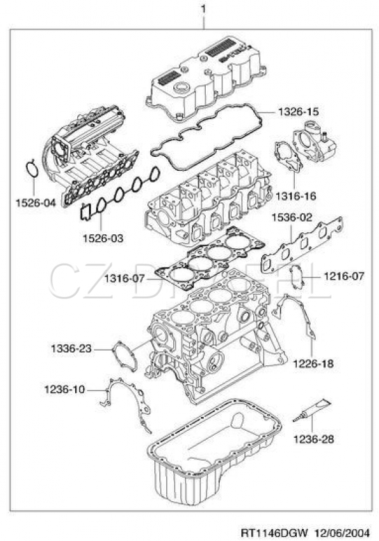 sada těsnění motoru 1.2, originál Korea